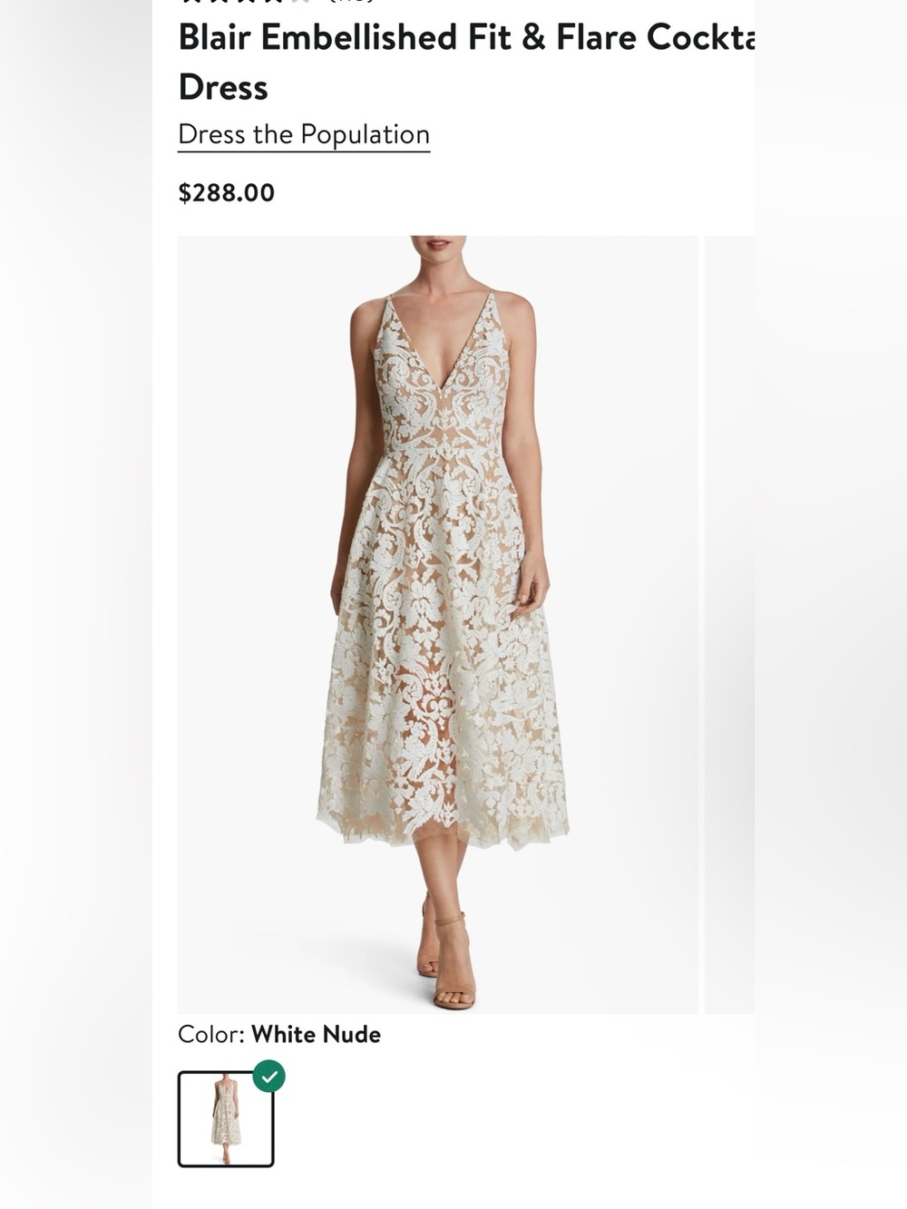 Dress the Population White & Nude Lace Embellished Midi Dress